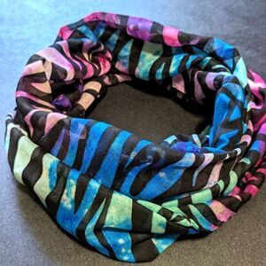 Vintage Women's Colorful Zebra Print Rayon Blend Infinity Scarf